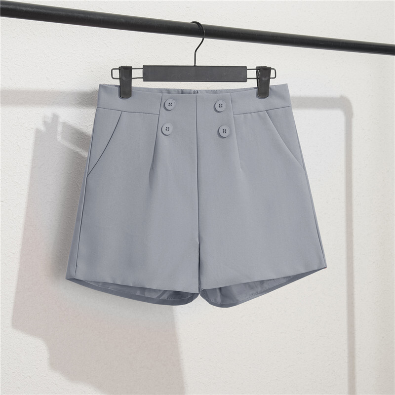 Khaki rövidnadrág, női fekete, nyári karcsú, 2024-es új, bő, magas derekú, A-vonalú, hétköznapi széles szárú nadrág