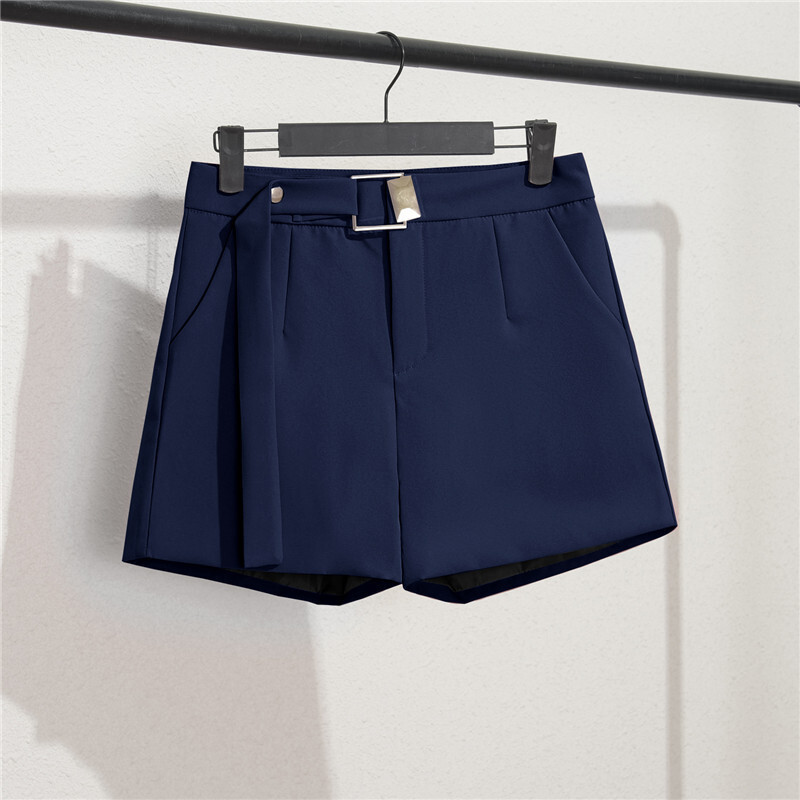 Khaki rövidnadrág, női fekete, nyári karcsú, 2024-es új, bő, magas derekú, A-vonalú, hétköznapi széles szárú nadrág