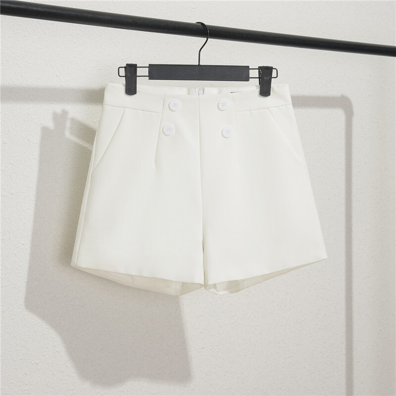 Khaki rövidnadrág, női fekete, nyári karcsú, 2024-es új, bő, magas derekú, A-vonalú, hétköznapi széles szárú nadrág