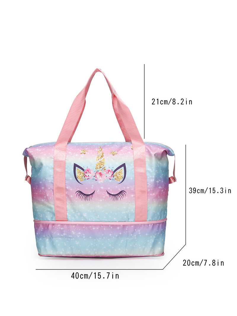 Foreign trade cross-border unicorn travel bag, children`s adult shoulder bag, large capacity outdoor sports travel bag