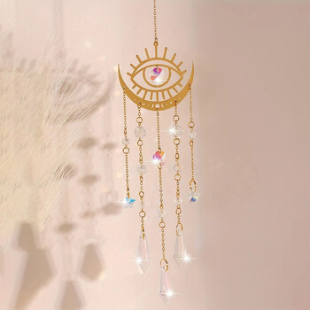 1 τεμ Gold Flame Moon Crystal μενταγιόν Sun Catcher Κρεμαστό στολίδι εξωτερικού χώρου κήπου Κρεμαστό στολίδι οροφής δωματίου