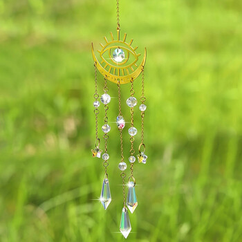 1 τεμ Gold Flame Moon Crystal μενταγιόν Sun Catcher Κρεμαστό στολίδι εξωτερικού χώρου κήπου Κρεμαστό στολίδι οροφής δωματίου