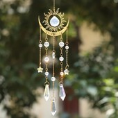 Zelta liesmas mēness zvaigznes kristāla saules ķērējs āra dārzā piekārtie rotājumi mājas logu dekorēšanai svētku ballīšu piederumi