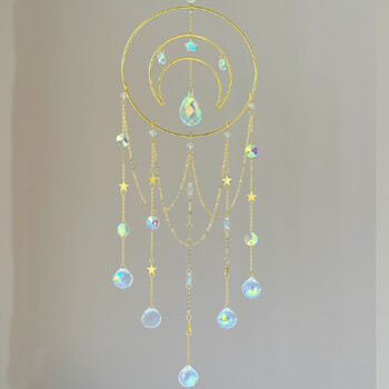 1 τεμ. Large Moon Suncatcher, Moon Crystal Wind Chime Charm, Γοητευτική διακόσμηση, γοητευτικό δώρο