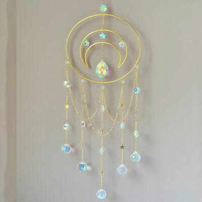 1 db nagy holdi napfogó, holdkristály szélcsengő bűbáj, bájos dekoráció, bájos ajándék