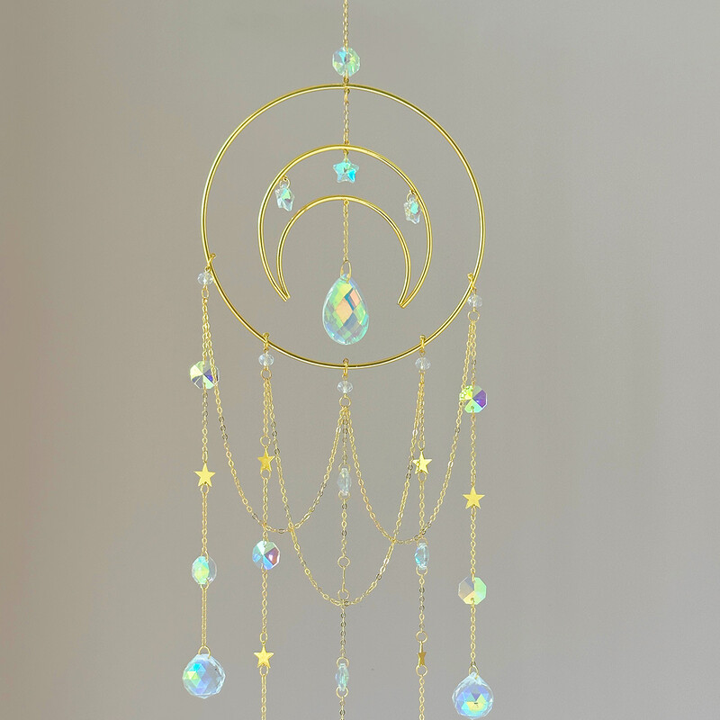 1 db nagy holdi napfogó, holdkristály szélcsengő bűbáj, bájos dekoráció, bájos ajándék