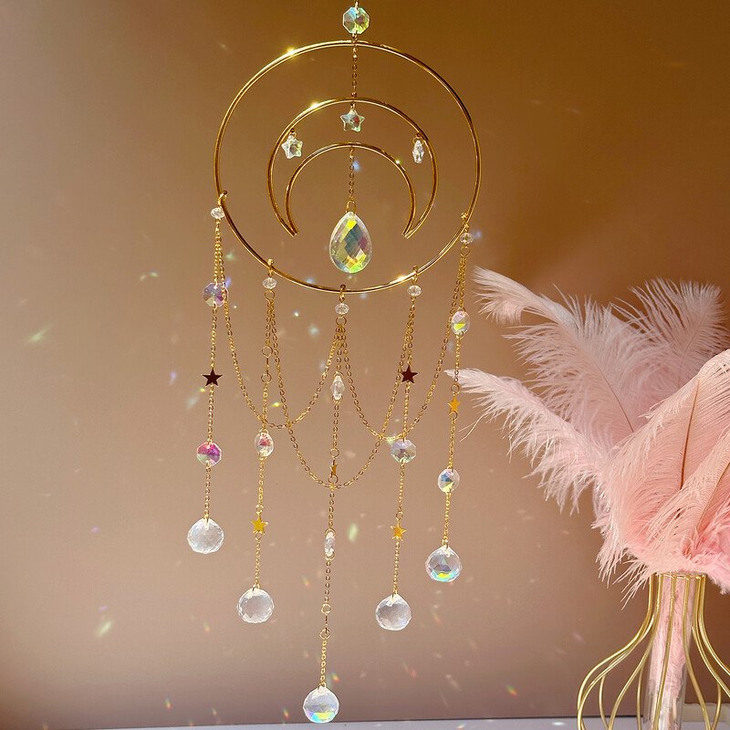 1 db nagy holdi napfogó, holdkristály szélcsengő bűbáj, bájos dekoráció, bájos ajándék