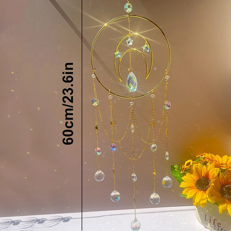 1 db nagy holdi napfogó, holdkristály szélcsengő bűbáj, bájos dekoráció, bájos ajándék