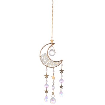 Crystal Suncatcher Moon Amethyst Rainbow Maker Κρεμαστό ντεκόρ Sun Catcher Light Catcher Χριστουγεννιάτικη διακόσμηση κήπου εξωτερικού χώρου