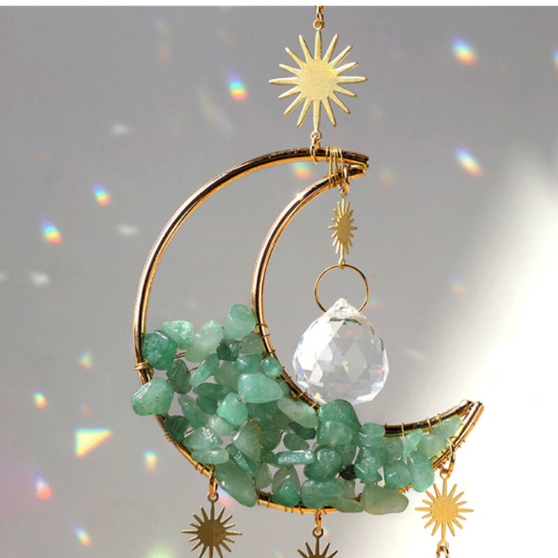 Kristāla saules ķērējs mēness ametists varavīksnes veidotājs Iekarināms dekors Saules ķērējs gaismas ķērējs Ziemassvētku āra logu dārza dekors