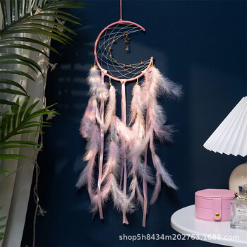 Moon Catching Dream Net Wind Chimes Висяща декорация Подарък за дипломиране Ръчно изработен подарък за рожден ден Pure Handmade Dream Net Hanging