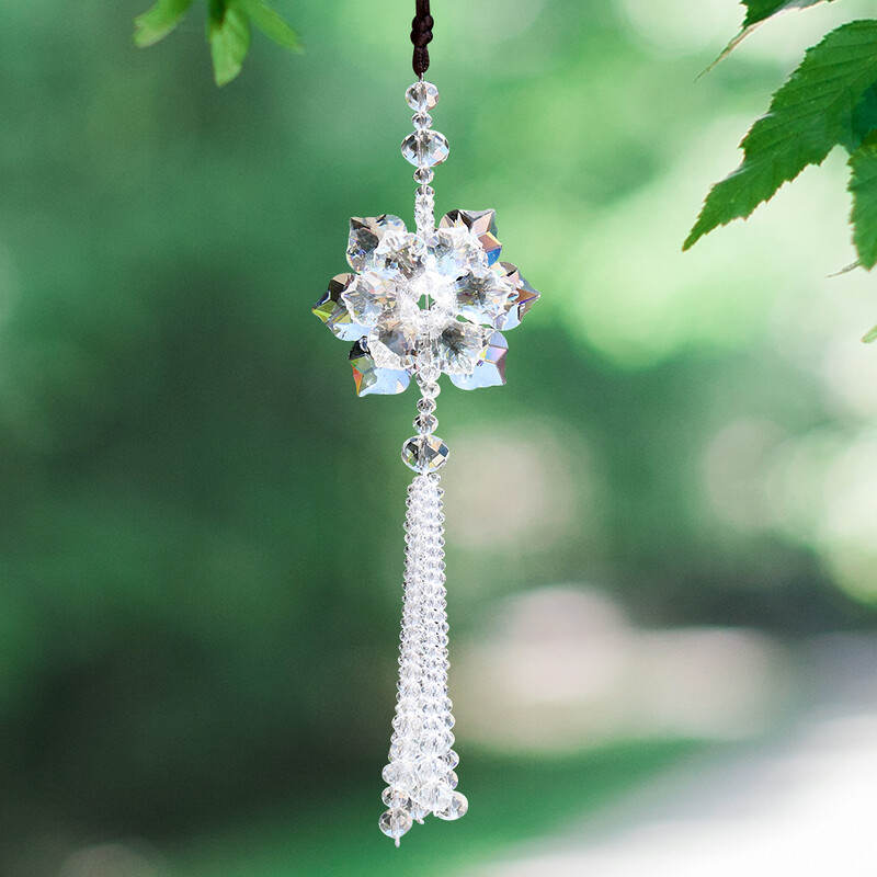 Kristāla ziedu auto piekarināms kulons rotājums stikla ziedlapiņas, pušķis, saules ķērējs, šarms ārpus dārza pagalma apgaismojums vēja zvani