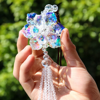 AB Έγχρωμο Streamer Maple Leaf Flower Clear Glass Spacer Bead Πρίσμα κρυστάλλινη φούντα κρεμαστό ουράνιο τόξο Suncatcher Κρεμαστό ντεκόρ κήπου