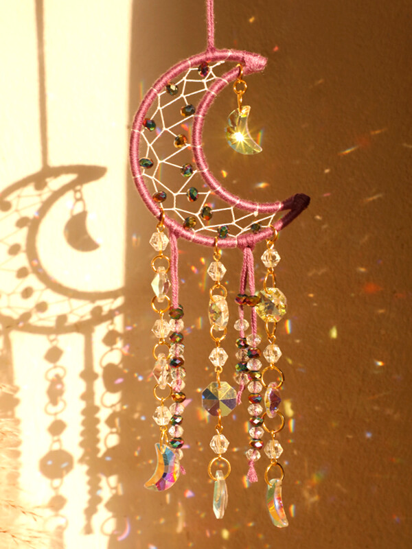 Holdcsillag Napfogó kristály falra akasztó szivárvány készítő Fényfogó Art Decor Kertfa kristály Napfogó lakberendezési ajándék