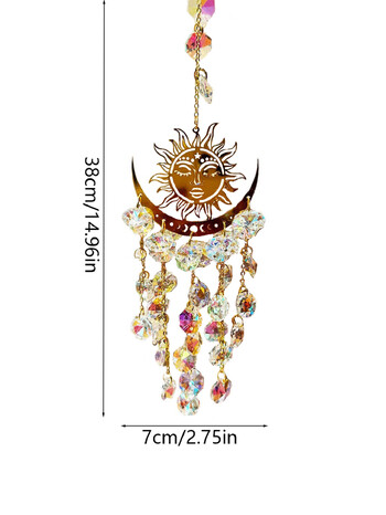 1 τμχ Flame Sun Smiley Crystal Suncatcher, Glass Prism Suncatcher, Κρεμαστό Διακόσμηση Αυτοκόλλητου Παραθύρου, Διακόσμηση σπιτιού Feng Shui