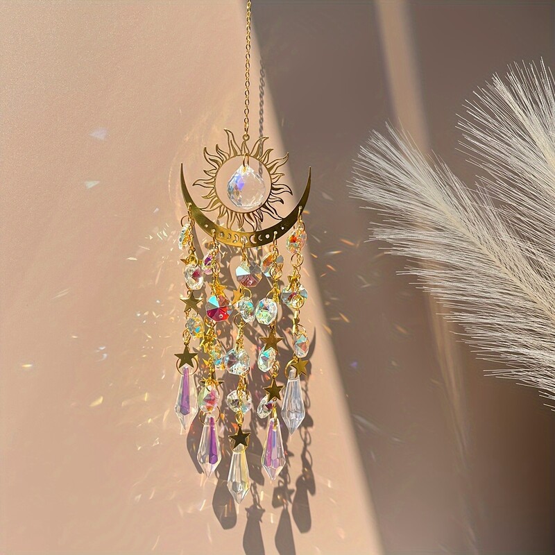 1db arany láng hold kristály medál napfényfogó kültéri kert ab színes függő díszek függő díszek