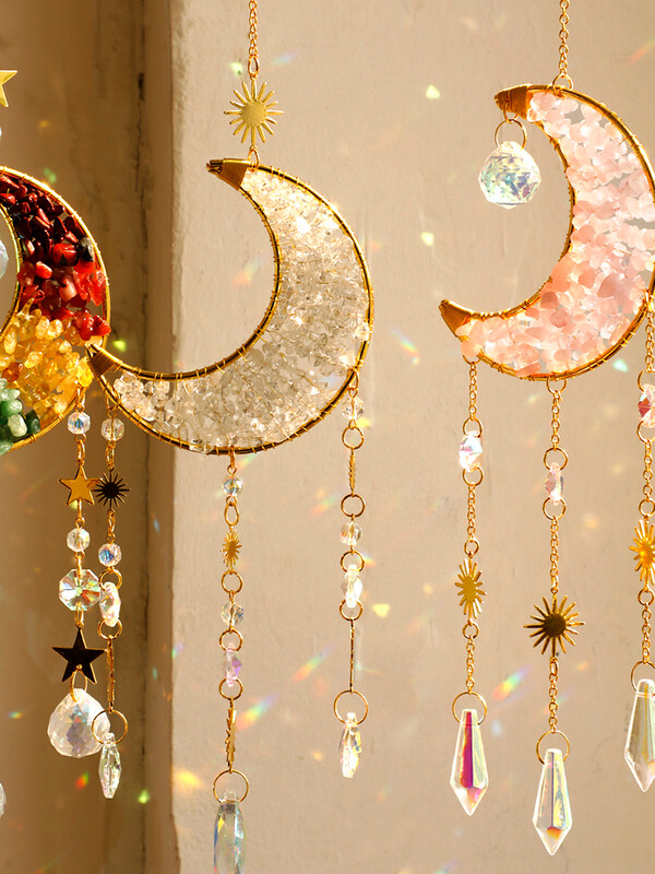 Kristály Napfogó Prizma Szélcsengő Szivárvány Készítő Fényfogó Falra akasztható dekor Holdfogók Szobadekorációk Esztétikai ajándékok