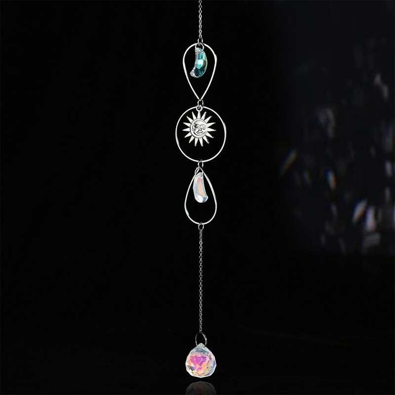 Sun Catcher Crystal Pandantiv Soare Luna Planetă Decorare agățată Prisme Wind Chimes Curcubeu Maker pentru Casa Grădină Decor Cadou
