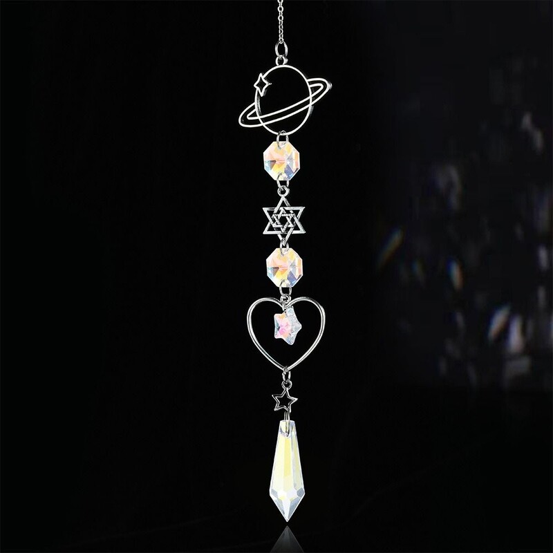 Sun Catcher Crystal Pandantiv Soare Luna Planetă Decorare agățată Prisme Wind Chimes Curcubeu Maker pentru Casa Grădină Decor Cadou