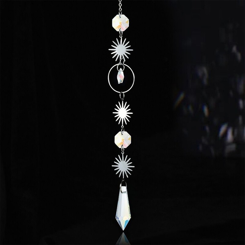 Sun Catcher Crystal Pandantiv Soare Luna Planetă Decorare agățată Prisme Wind Chimes Curcubeu Maker pentru Casa Grădină Decor Cadou
