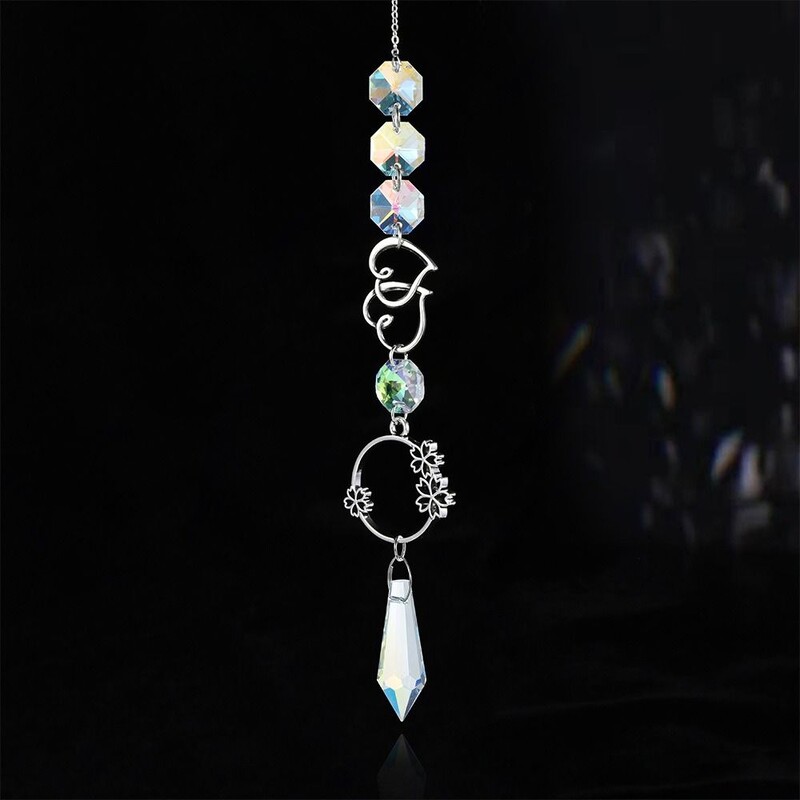 Sun Catcher Crystal Pandantiv Soare Luna Planetă Decorare agățată Prisme Wind Chimes Curcubeu Maker pentru Casa Grădină Decor Cadou