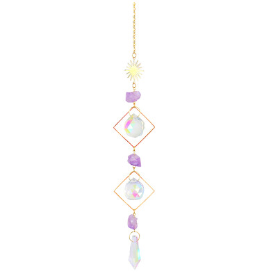 Kristály szélcsengő napfényfogó medál gyémánt prizmák nap hold díszek ablak függő szélcsengő otthoni kert dekoráció