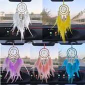 Dream Catcher auto kulons meitenēm Spalvas spogulis piekarināms kulons Mājas dekors Lucky Car Ornaments Salona aksesuāri Kristāls
