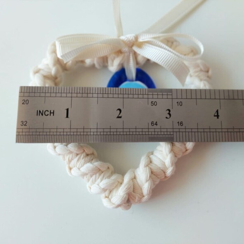 Bohém stílusú, kézzel készített színes pamutszál pillangós masni kék szemek akasztós dekoráció otthoni falra és autóbelső amulettre