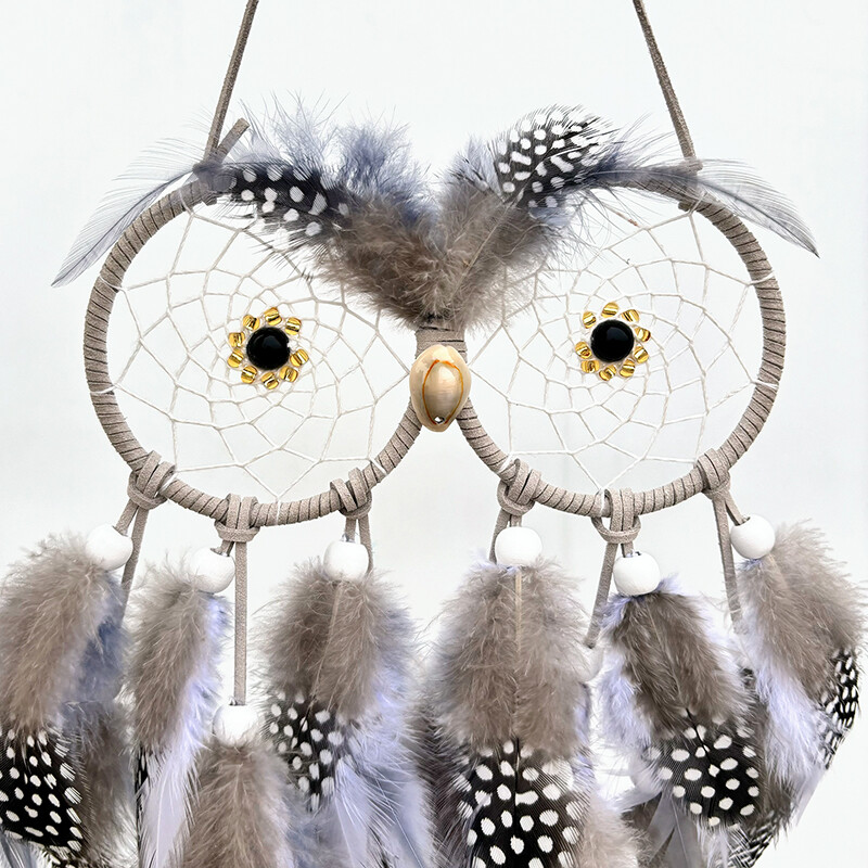 Ar rokām darināts pūces sapņu ķērējs vēja zvani ziemeļvalstu viesistabas sienas piekaramie rotājumi dzimšanas dienas festivālam Svētku dāvanas mājas dekors
