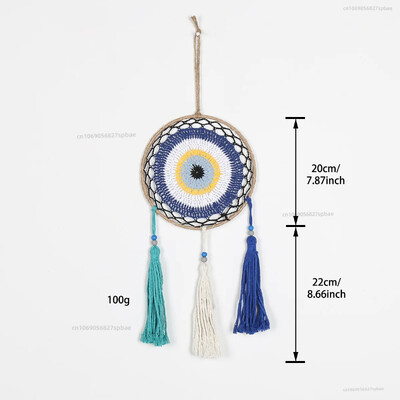 20 cm-es kör alakú vasgyűrű bohém színes bojt Álomfogó háló Gonosz szemek fa bot Otthoni dekoráció fali szélcsengő