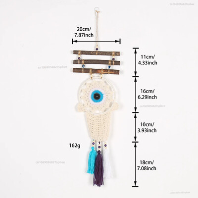 20 cm-es kör alakú vasgyűrű bohém színes bojt Álomfogó háló Gonosz szemek fa bot Otthoni dekoráció fali szélcsengő