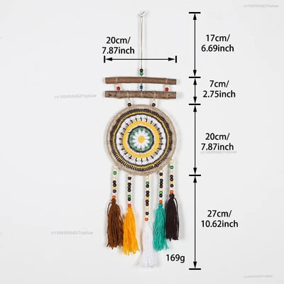 20 cm-es kör alakú vasgyűrű bohém színes bojt Álomfogó háló Gonosz szemek fa bot Otthoni dekoráció fali szélcsengő