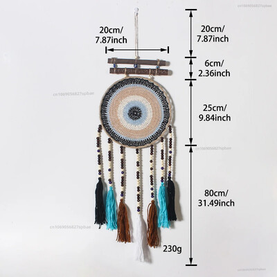20 cm-es kör alakú vasgyűrű bohém színes bojt Álomfogó háló Gonosz szemek fa bot Otthoni dekoráció fali szélcsengő