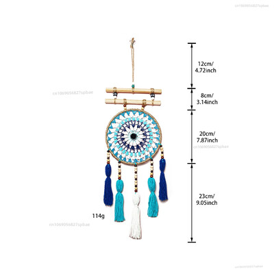 20 cm-es kör alakú vasgyűrű bohém színes bojt Álomfogó háló Gonosz szemek fa bot Otthoni dekoráció fali szélcsengő