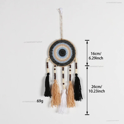 20 cm-es kör alakú vasgyűrű bohém színes bojt Álomfogó háló Gonosz szemek fa bot Otthoni dekoráció fali szélcsengő