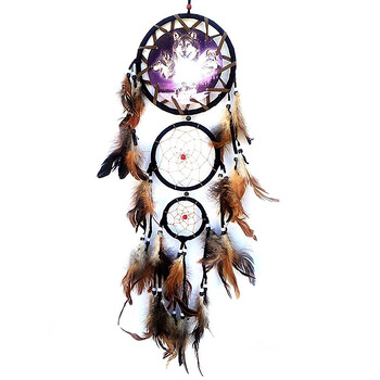 Wolf Style Dream Catcher κρεμαστό στολίδι που κρέμεται με φτερά Χειροποίητα χειροτεχνήματα τέχνης Ρομαντικό δημιουργικό όμορφο για διακόσμηση πάρτι