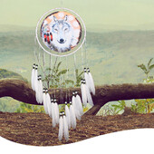 Wolf Printed Net Feather Bead Dream Catcher Κρεμαστό Στολίδι διακόσμηση παιδικού δωματίου διακόσμηση δωματίου για κορίτσια