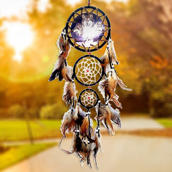 Wolf Style Dream Catcher Κρεμαστό Φτερό Γαμήλιο μενταγιόν Χειροποίητα χειροτεχνήματα τέχνης Ρομαντικό δημιουργικό Όμορφο δώρο για φίλη