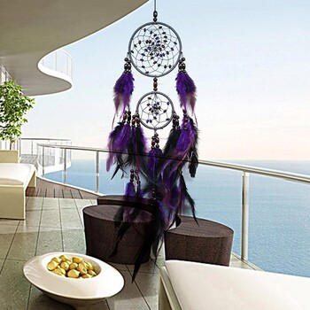 Μωβ φτερά Crafts Dream Catcher Wind Chimes Χειροποίητο Ονειροπαγίδα για επιτοίχιο αυτοκίνητο Διακόσμηση σπιτιού Δώρο γενεθλίων