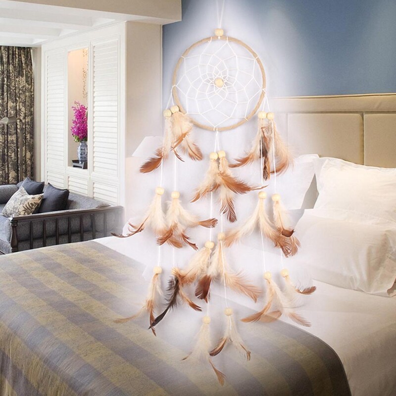 Rukotvorine od ljubičastog perja Hvatač snova Wind Chimes Ručno izrađena mreža Dreamcatcher za automobil koji visi na zidu Dekoracija doma Rođendanski dar