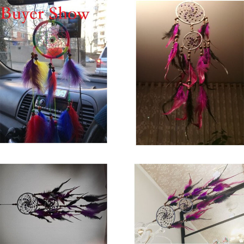 Rukotvorine od ljubičastog perja Hvatač snova Wind Chimes Ručno izrađena mreža Dreamcatcher za automobil koji visi na zidu Dekoracija doma Rođendanski dar