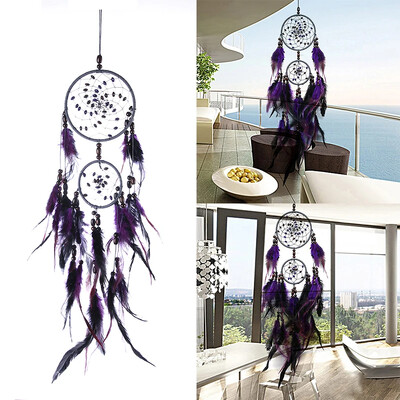 Purple Feather Dream Catcher Feathers Висяща на стена висулка Home Room Car Decor Craft Ornamentr Office Homestay Decoration Gift