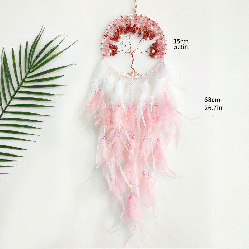 Drvo života Hvatač snova Zidne dekoracije Ručno tkano perje od kristalnog kamena Vjetarska zvona Viseći ukrasi za sobu Festivalski darovi