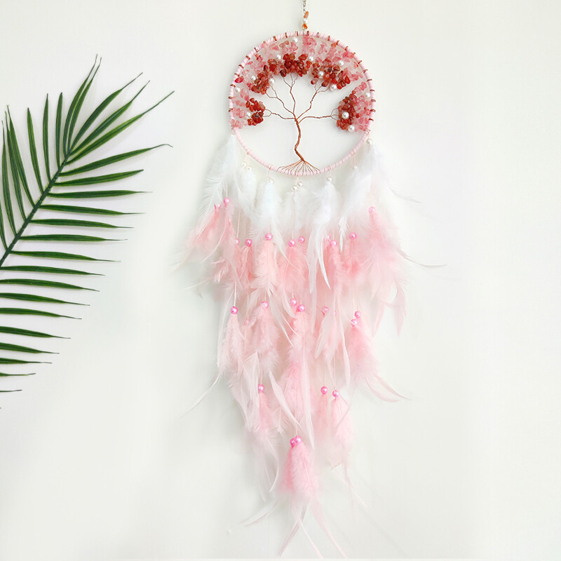 Drvo života Hvatač snova Zidne dekoracije Ručno tkano perje od kristalnog kamena Vjetarska zvona Viseći ukrasi za sobu Festivalski darovi