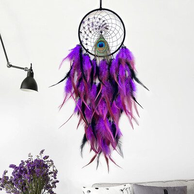 Ručno tkano paunovo pero Zvončići od kristalnog kamena Viseći ukrasi za dnevnu sobu Zidni privjesak Rođendanski darovi Ukrasi za dom