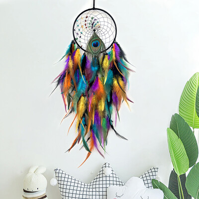 Ručno tkano paunovo pero Zvončići od kristalnog kamena Viseći ukrasi za dnevnu sobu Zidni privjesak Rođendanski darovi Ukrasi za dom