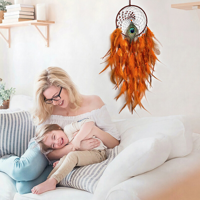 Ručno tkano paunovo pero Zvončići od kristalnog kamena Viseći ukrasi za dnevnu sobu Zidni privjesak Rođendanski darovi Ukrasi za dom