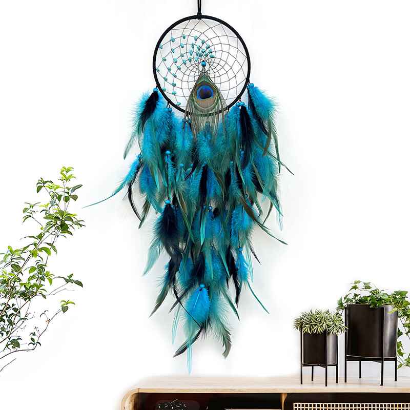 Ručno tkano paunovo pero Zvončići od kristalnog kamena Viseći ukrasi za dnevnu sobu Zidni privjesak Rođendanski darovi Ukrasi za dom