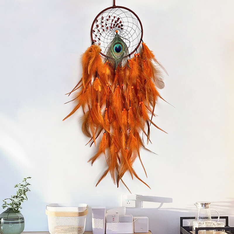 Ručno tkano paunovo pero Zvončići od kristalnog kamena Viseći ukrasi za dnevnu sobu Zidni privjesak Rođendanski darovi Ukrasi za dom