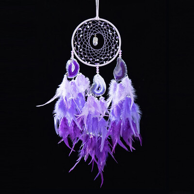 Feather Dream Catcher kristály kavicsos hold falra akasztó kézzel készített életfa Álomfogó nappali dekoráció születésnapi ajándék